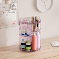 Rotating Makeup Organizer for Vanity, DIY Adjustable Tray Spinning Skincare Organizers Countertop, Cosmetic Display Case with Perfume Tray Brush Holder, Bathroom Desk Corner Storage Carousel Rack - Image 7