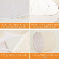 Beige Lamp shades Set of 2, Large Linen Drum Lampshades, 13" Top x 13" Bottom x 10" High Lamp Shade, Replacement Lampshades for Table and Floor Lamps, Pendant Light, Handcrafted, Easy Assembly - Image 5