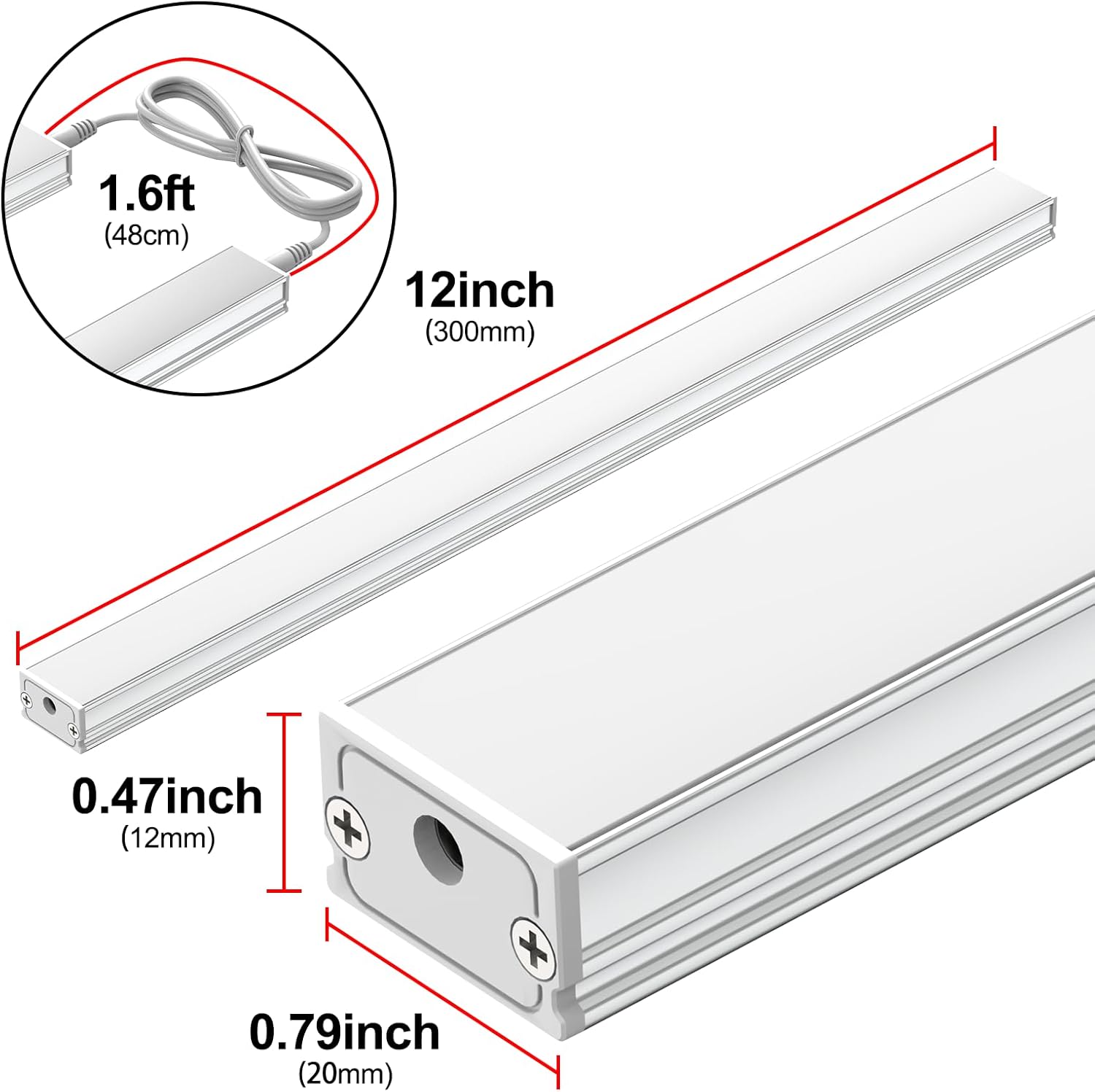 ASOKO Under Cabinet Led Light Plug in, Dimmable Daylight White 4500K, 3 Pack 12 inch Linkable Led Under Counter Lights for Kitchen, Shelf, Workbench, Cupboard, ETL Listed Plug 24V, UNO-LK 4500K - Image 4