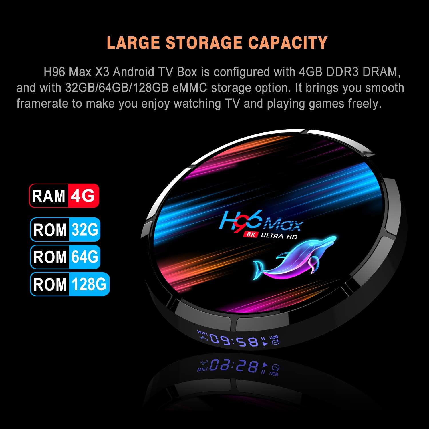Android 9.0 4GB 64GB H96 Max X3 Amlogic S905X3 64-bit Quad core A55 CPU G31 GPU Support 2.4G/5G Dual Wifi/1000M LAN/BT 4.0/USD3.0/H265/HD2.1/3D 4K/8K - Image 5