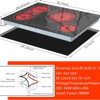 Karinear Electric Cooktop 30 Inch, 4 Burners Electric Stove Top, Flexible Bridge &Triple Ring Expandable Burners, Pause, Timer, Child Safety Lock, 7800W Built-in Ceramic Cooktop for 220-240V Hard Wire - Image 7