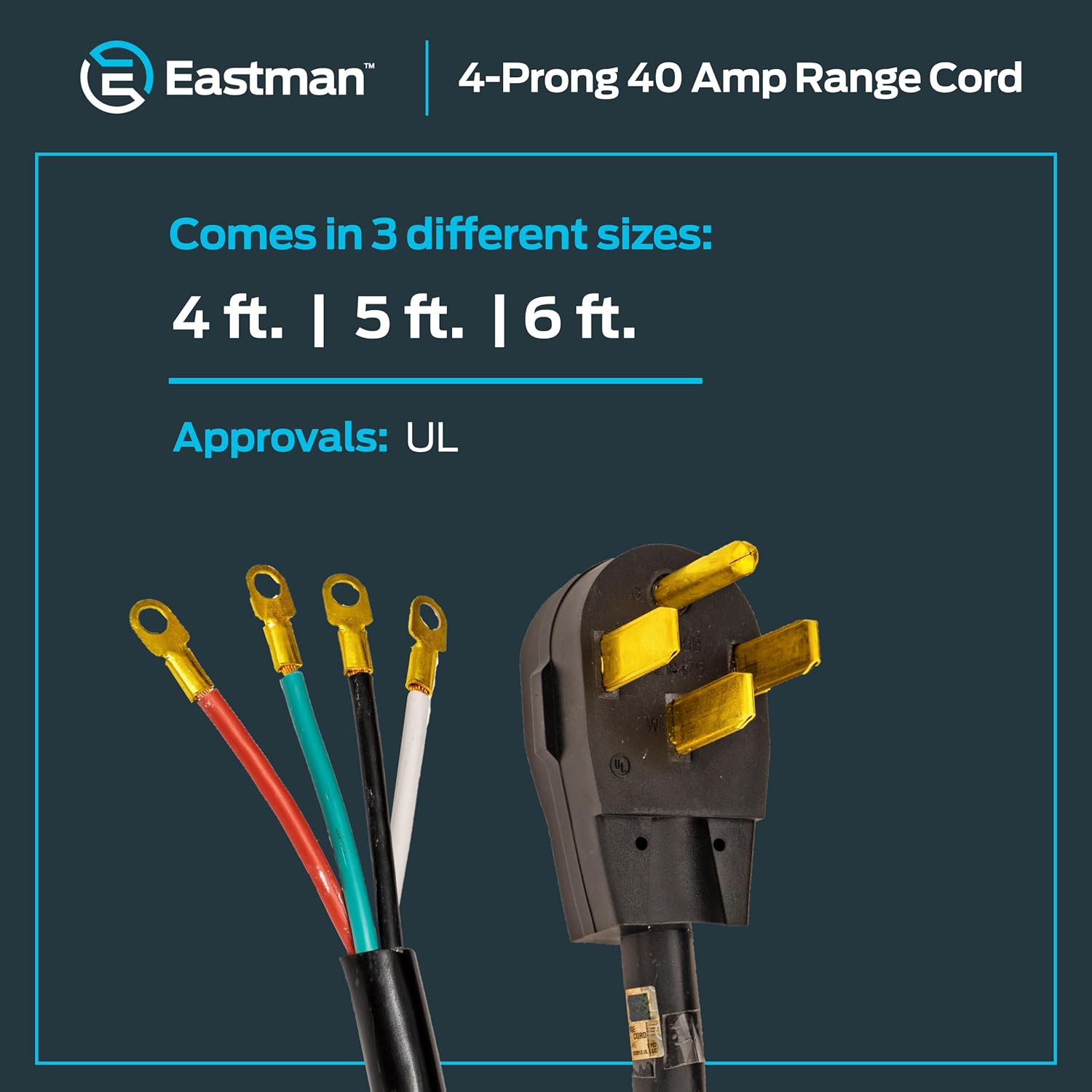 Eastman 4 Feet Electric Range Cord, 40 Amps 4-Prong Wire, 61271 - Image 6