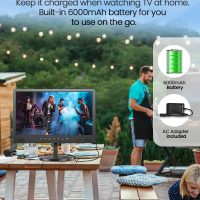 Desobry 18.5" Portable TV with Antenna, 6500mAh Built-in Power Operated TV, 12 Volt Small TV Support HDMI/AV/USB/Headphone Jack Input，Portable T V for Camping, RV, Patio, Kitchen, Indoor, Outdoor - Image 3