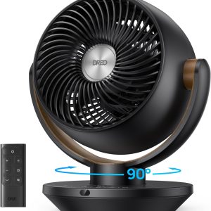 Dreo Fan for Bedroom, Desk Air Circulator Fan with Remote, 11 Inch Table Fans for Whole Room, 60ft Powerful Airflow, 120° Vertical Manual +90° Oscillating, 4 Speeds, 8H Timer, Quiet Fan, Home
