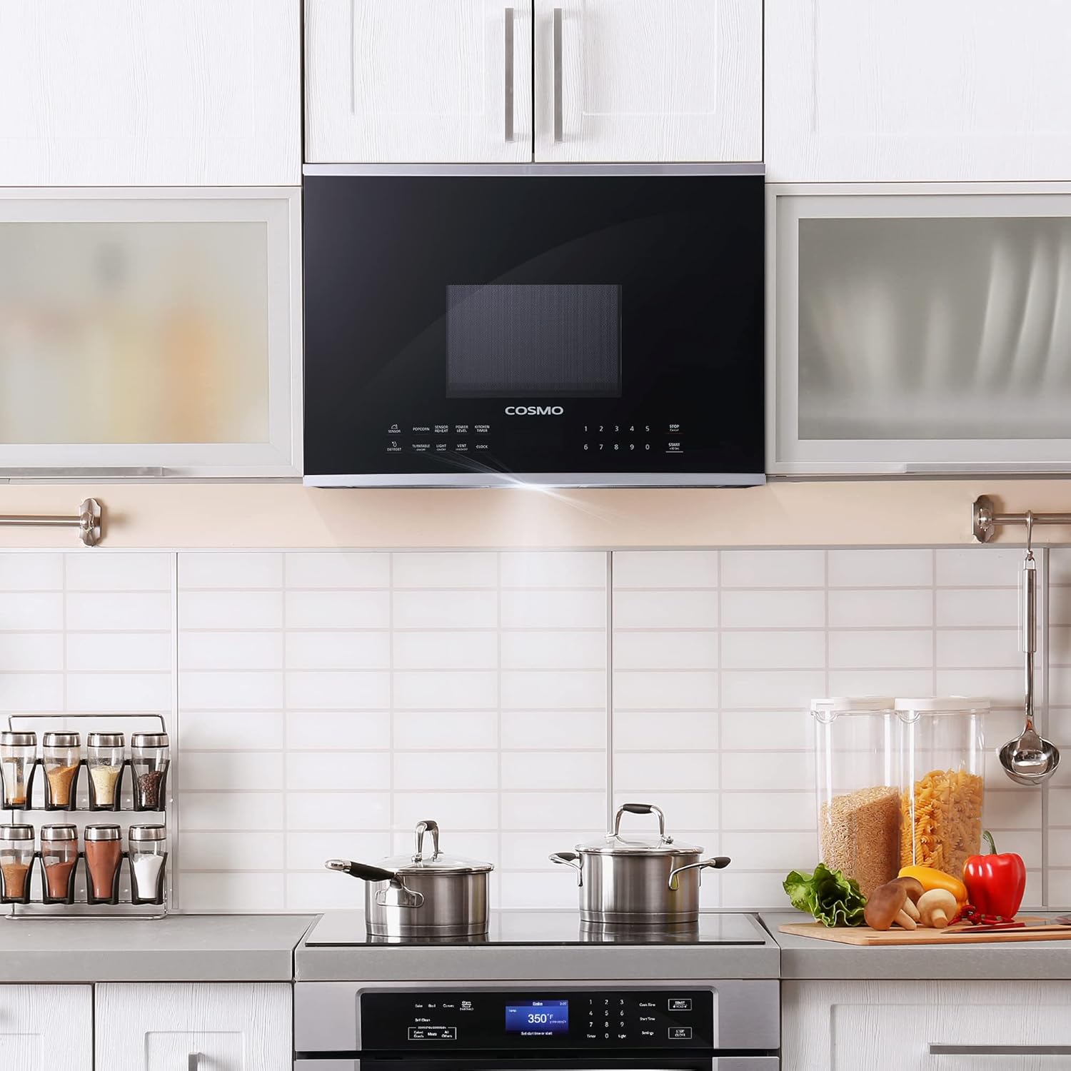COSMO COS-2413ORM1SS 24 in. Stellar Collection 1.34 cu. ft. Over the Range Microwave in Stainless Steel with Vent Fan - Image 2