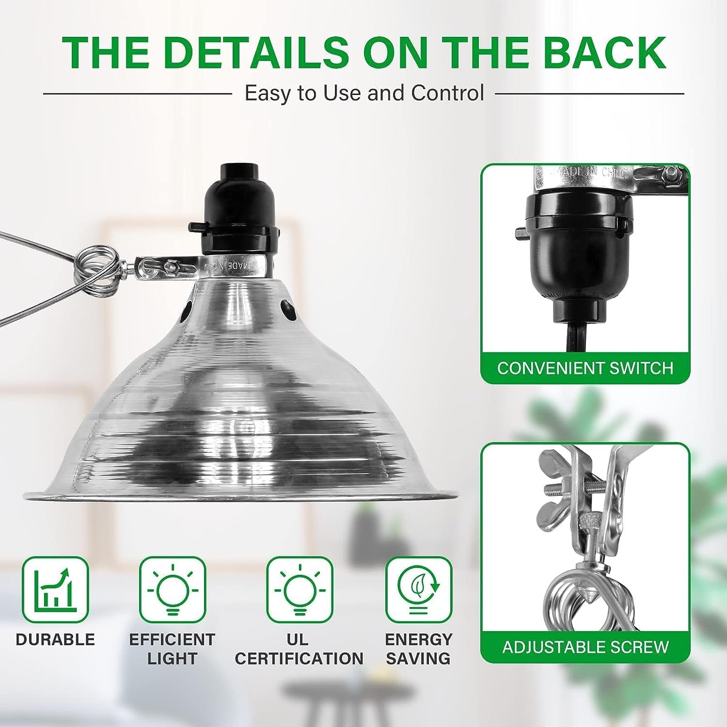 Simple Deluxe HIWKLTCLAMPLIGHTMX2 2-Pack Clamp Lamp Light with 8.5 Inch Aluminum Reflector Up to 150 Watt E26 Socket (No Bulb Included) 6 Feet 18/2 SPT-2 Cord, Silver - Image 4