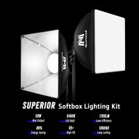 Softbox Lighting Kit, NiceVeedi 2-Pack 16'' x 16'' Softbox Photography Lighting Kit with 63” Tripod Stand & 5400K 450W Equivalent LED Bulb, Continuous Lighting for Photography/Video Record - Image 2