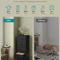 SONGMICS Dresser for Bedroom, Chest of Drawers, Steel, MDF, 4 Non-Woven Fabric Drawers, Storage Organizer Unit, Closet, Entryway, Ink Black and Ebony Black ULGS314B01S - Image 4