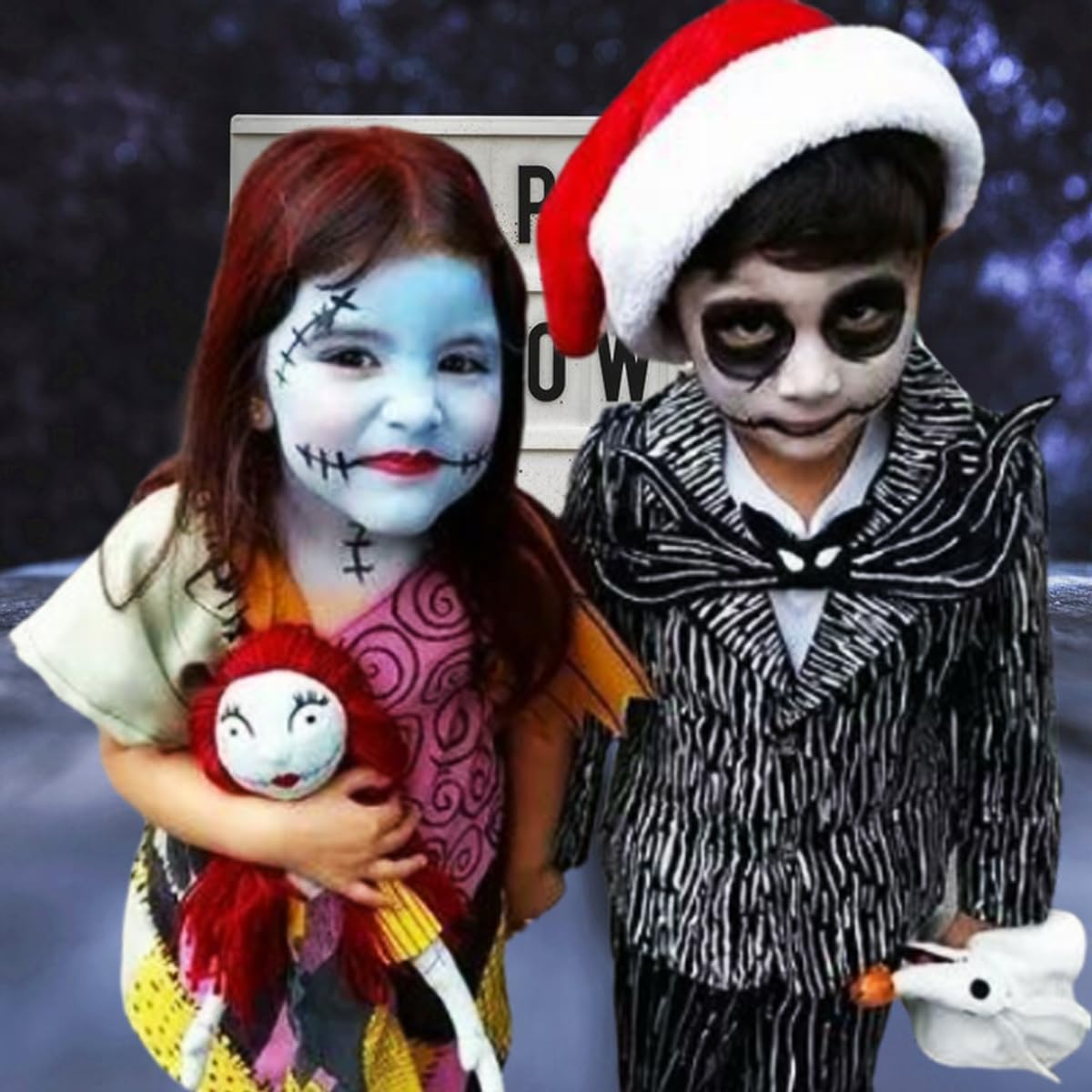 Mysense Sally Makeup Kit,Halloween Sally Costume Corpse Bride Makeup,Sally Face Cosplay Accessories for Women Girls Kids,Light Blue Face Paint+Red Lipstick+Black Liquid Eyeliner+Sponges - Image 6