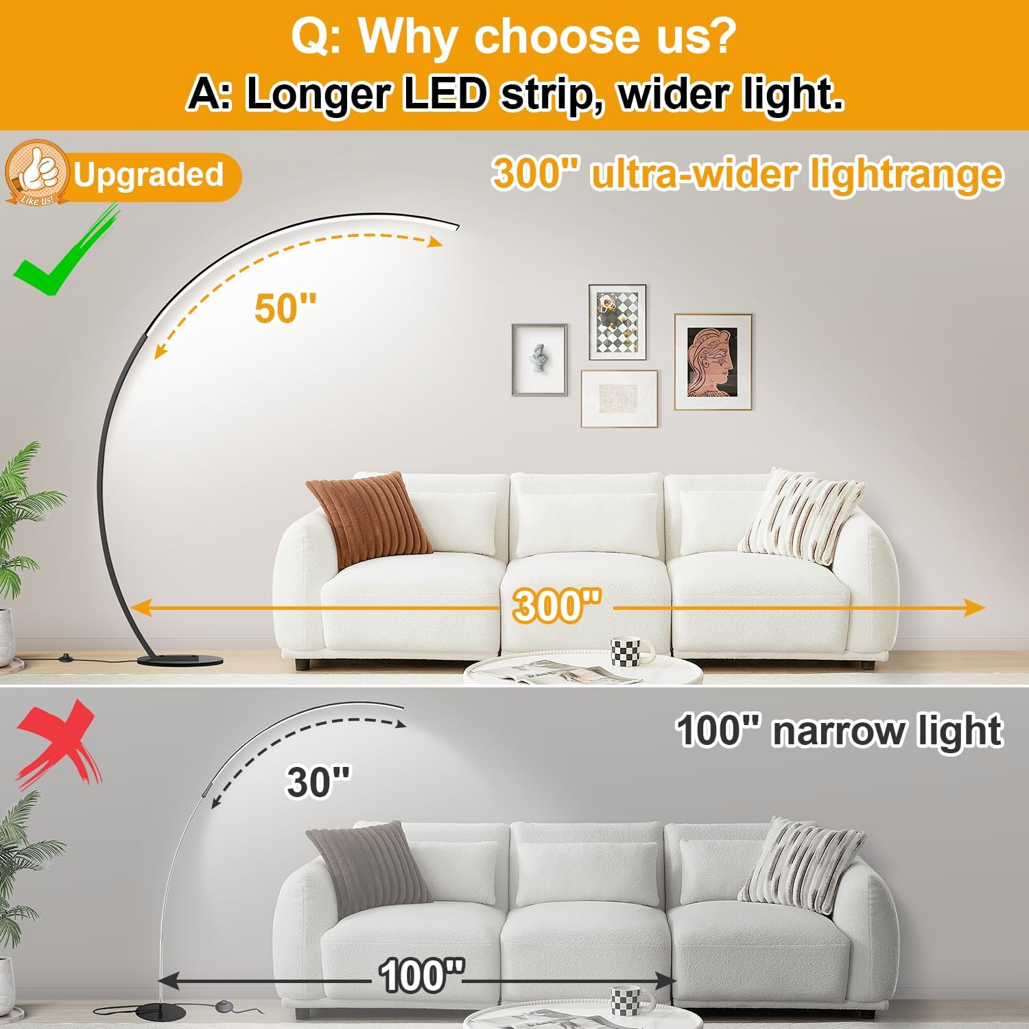 Dimmable LED Lamps for Living Room with 3 Color Temperatures, Ultra Bright 2000LM Arc Floor Lamps, Modern Standing Tall Lamp with Remote Control Reading Floor Lamp for Bedroom Office Classroom - Image 3