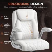 COMHOMA Leather Office Chair Ergonomic Computer Gaming Chair with Comfy Back Support, Executive Mid-Back,Small Gmaing Chair with Adjustable Armrests, for Short People Use, Rolling Swivel for Adults - Image 8