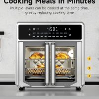 Kitchen Elite Air Fryer French Door Oven,15.8 Qt Toaster Oven Countertop Combo,18 Presets & 1 Preheat & Light, Airfryer Basket,Wire Rack,Baking Pan,Crumb Tray,Compact Design,Stainless Steel,Small - Image 4
