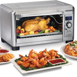 Hamilton Beach Professional Sure-Crisp Digital Toaster Oven Air Fryer Combo, 1500W, Fits 12” Pizza 6 Slice Capacity, Temperature Probe, Stainless Steel (31243)