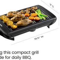Chefman Electric Smokeless Indoor Grill w/ Non-Stick Cooking Surface & Adjustable Temperature Knob from Warm to Sear for Customized BBQing, Dishwasher Safe Removable Water Tray, Black - Image 9