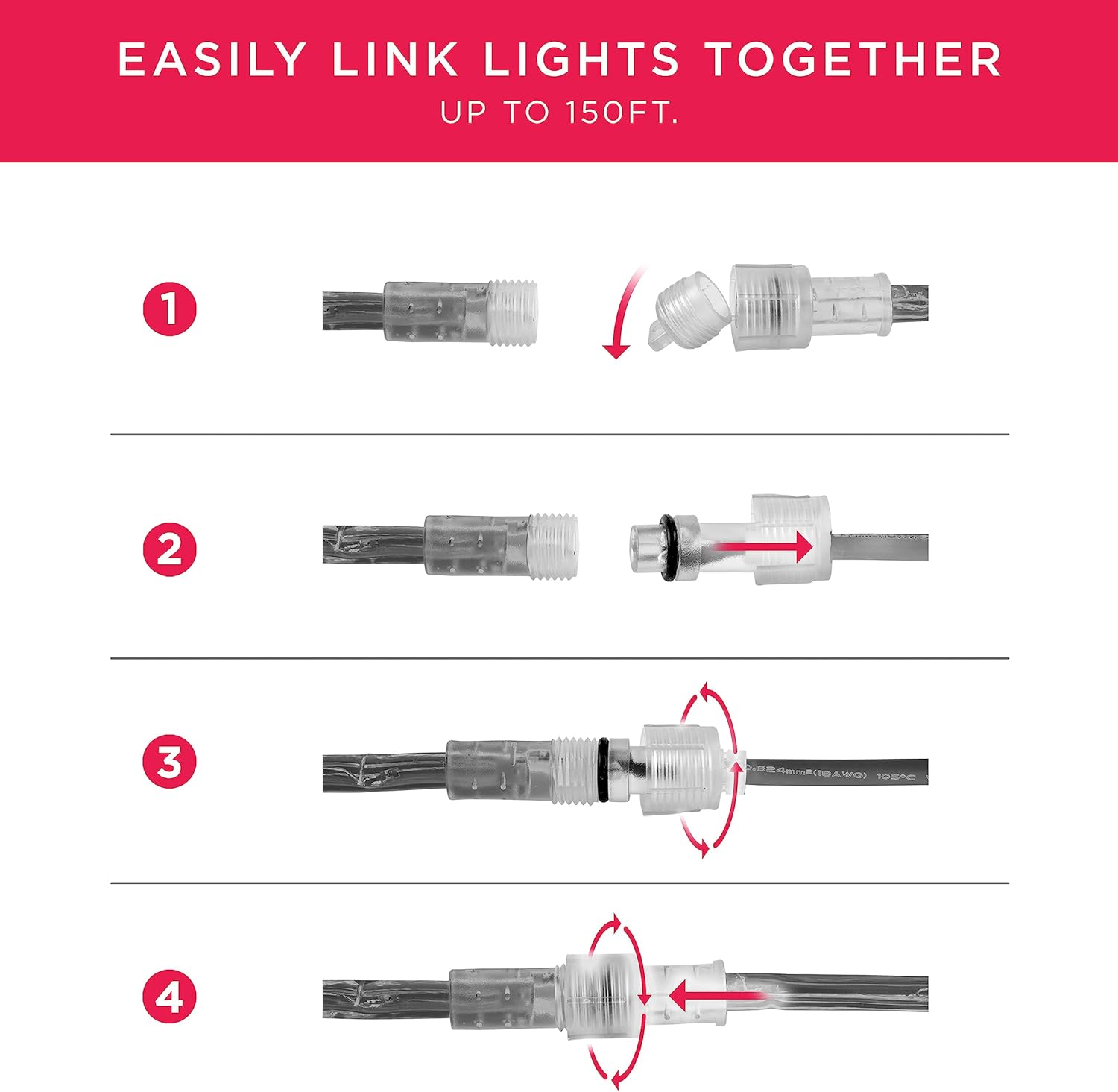 UltraPro LED Rope Lights, 25ft Premium Smoke Black Rope, Color Changing Light, RGB, Indoor/Outdoor, Discreet, Elegant, Flexible, Linkable, Durable, Rope Lights Outdoor, 63244 - Image 7