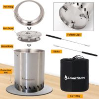 9.7 x 7.1 Inch Tabletop Fire Pit by AmazStove, Low Smoke Camping Stove for Outdoor Safe Burning Firepits, Fueled Pellets or Wood, Travel Bag Included (Silver, 9.7 x 7.1 INCH) - Image 7