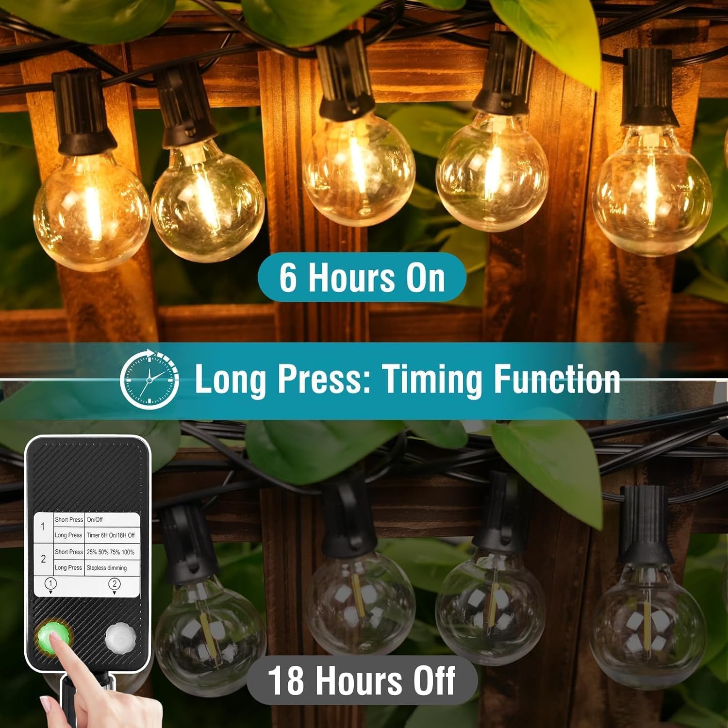 kolpop 50FT Outdoor String Lights with Dimmer Timer, G40 LED Patio Light with Edison Shatterproof Bulbs, Waterproof Connectable Hanging Lights for Outside Backyard Gazebo - Image 2