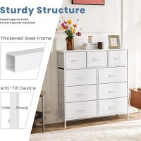 DUMOS Dresser for Bedroom, Storage Organizer with 9 Drawers, Chest of Drawers with Fabric Bins, Sturdy Metal Frame, Wood Tabletop for Guest Room, Closet, Entryway, Nursery - Image 7