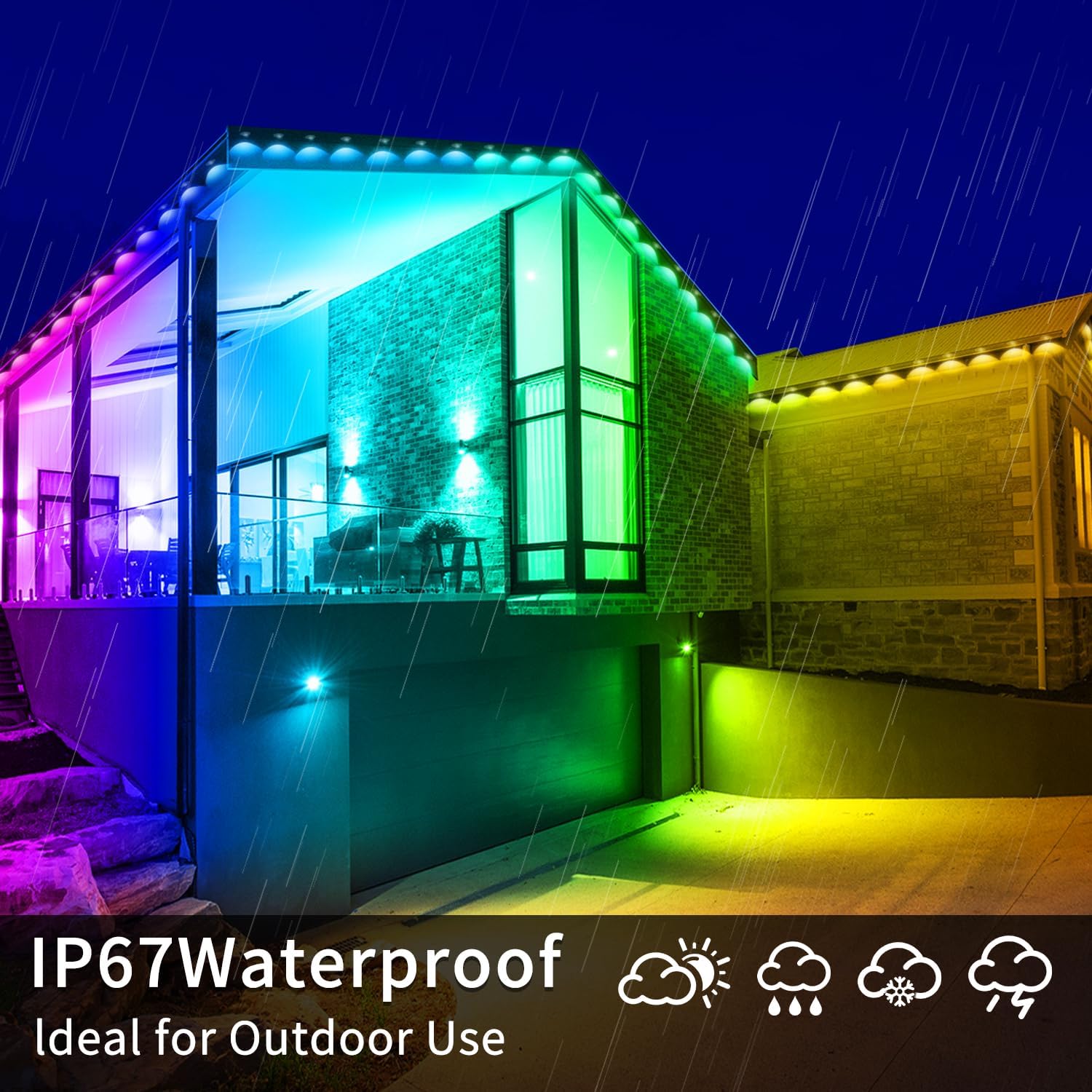 Permanent Outdoor Light,100ft RGB Eave Lights with App Control Remote,IP67 Waterproof LED Lights,Music Sync Outside Light for Christmas,Halloween,Garden,House Decorations - Image 4