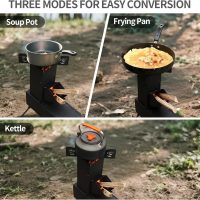 Rocket Stove Portable Folding Wood Burning Camping Stove for Outdoor Cooking, Picnic, BBQ, Hunting, Fishing, Cast Steel Pocket Rocket Stove with Carrying Bag - Image 4