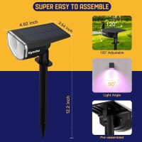 Kyosho Solar Color Spot Lights Outdoor, 9 Lighting Modes Halloween Christmas Lights, 38 LEDs Color Changing Waterproof RGBW Multicolor Tree Pool Solar Spotlight, 2 Pack - Image 6