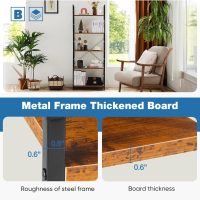 DUMOS 5 Tiers Bookshelf, Classical Modern Book Shelf, Tall Display Shelves in Living Room/Home/Office, Storage Organizer for CDs/Books/Movies, Rustic Brown - Image 4