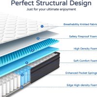 Queen Mattress with Motion Isolation and Pressure Relief, Strong Edge Support, Pocket Spring King Size Mattress in a Box (14 Inch, Queen) - Image 5