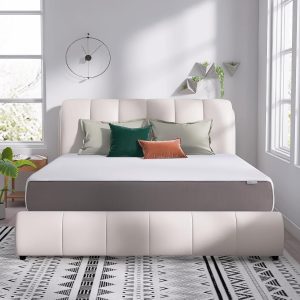 Amazon Basics Memory Foam Mattress, Medium Firm, 12 Inch, King, White/Grey, 80" L x 76" W x 12" Th