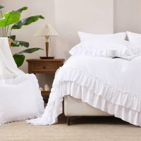 Andency White Ruffle Comforter Set King, Shabby Chic Farmhouse Bedding Comforter, Soft Lightweight Fluffy Microfiber Bet Set All Season 3 Pieces Solid Comforter Set - Image 6