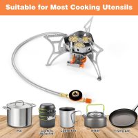 WADEO 6800W Windproof Camping Stove, Backpacking Stove with Piezo Ignition and Fuel Canister Adapters, Camping Gas Stove for Outdoor Backpacking Hiking and Picnic - Image 5