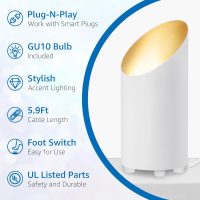 SUNVIE 2 Pack Uplighting Indoor Floor Can Light, 5W Up Lights with 2700K LED GU10 Bulbs, Uplights Floor Spot Lights Indoor for Home Accent Lighting, 5.9 FT Plug Cord & Foot Switch - Image 2