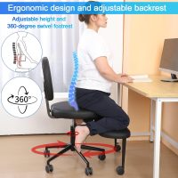 Cross Legged Office Chair with Wheels – Meditation Chair for Adults with Ergonomic Back Support – Adjustable Height ADHD Desk Chair for Criss Cross Sitting, Yoga, and Kneeling Postures (Black-A) - Image 4