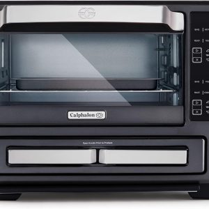 Calphalon Performance 12-in-1 Air Fry Toaster Oven with Dual Zone 12" Pizza Drawer Oven combo,Digital Precision Controls, Dark Stainless