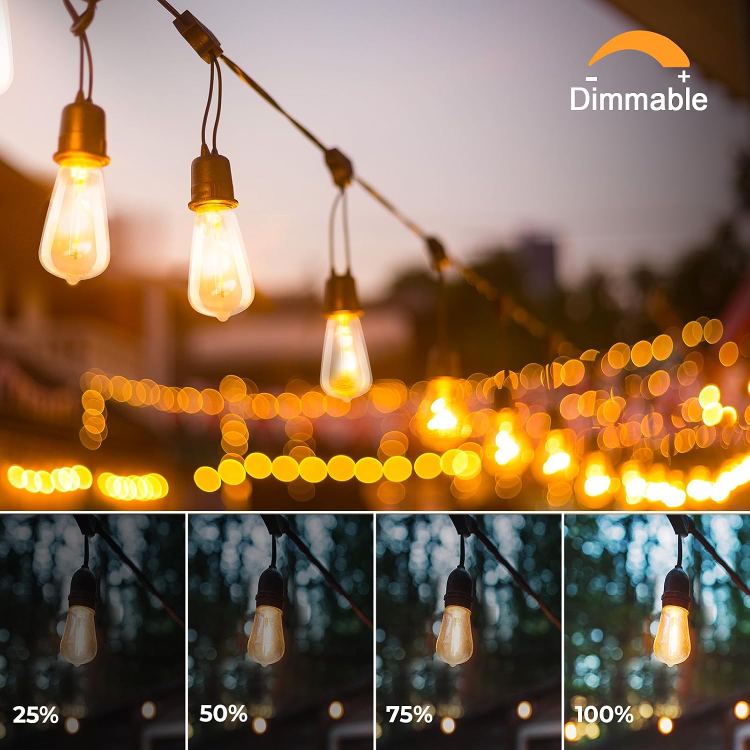 48 Pack ST38 LED Replacement String Light Bulbs, 1Watt Equvanlent to 7Watt Incandescant Bulb, Shatterproof E12 LED Bulb for Outdoor Patio Garden Vintage String Lights, 2700K, Dimmable - Image 5