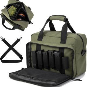 Small Range Bag For 2 Pistols Gun Range Bags For Handguns And Ammo Dual Pistol Handgun Revolver Hunting Bag Gun Carrying Case/Lockable Zippers