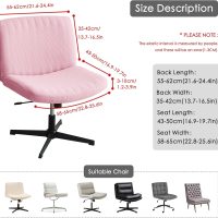 Criss Cross Chair Cover Pink Armless Wide Back Chair Cover Water Resistant Stretchable Slipcover for Mid Back Wide Seat Desk and Vanity Chairs Washable - Image 2