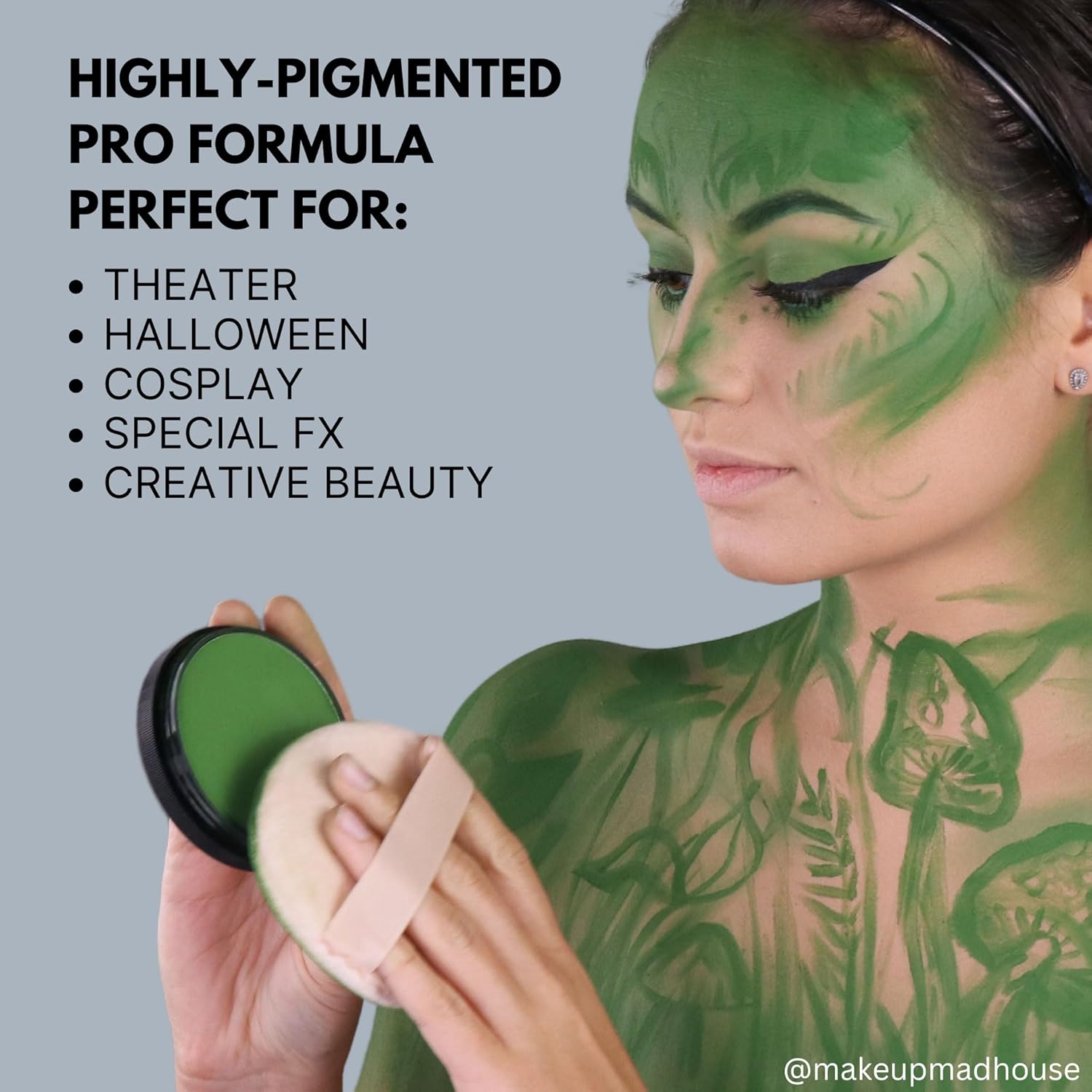 Mehron Makeup StarBlend Cake Makeup | Wet/Dry Pressed Powder | Powder Foundation | Green Face Paint & Body Paint 2 oz (56g) - Image 5