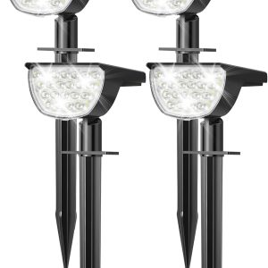 Solar Lights Outdoor Waterproof IP65, 76 LED 3 Lighting Modes Solar Spot Lights Outdoor Yard Garden Landscape Pathway (Cool White, 4 Pack)