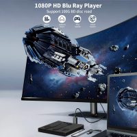8 in 1 External Blu Ray Drive, Support 100G Disc USB 3.0 and Type-C Blu Ray Burner Portable Blu Ray DVD/CD/BD Player, 3D Optical Bluray Drive Compatible with Windows Macos for MacBook Laptop Desktop - Image 6