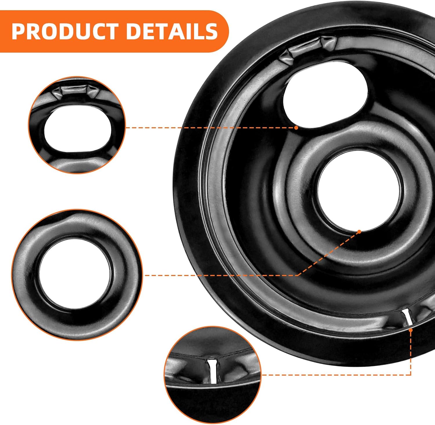 Electric Stove Burner Drip Pans WB31M19(8”) WB31M20(6”) Electric Stove Top Burner Replacement WB30M1(6") WB30M2(8") Compatible for G-E Hot-point Ken-more General Electric Stove Parts by MIFLUS - Image 4