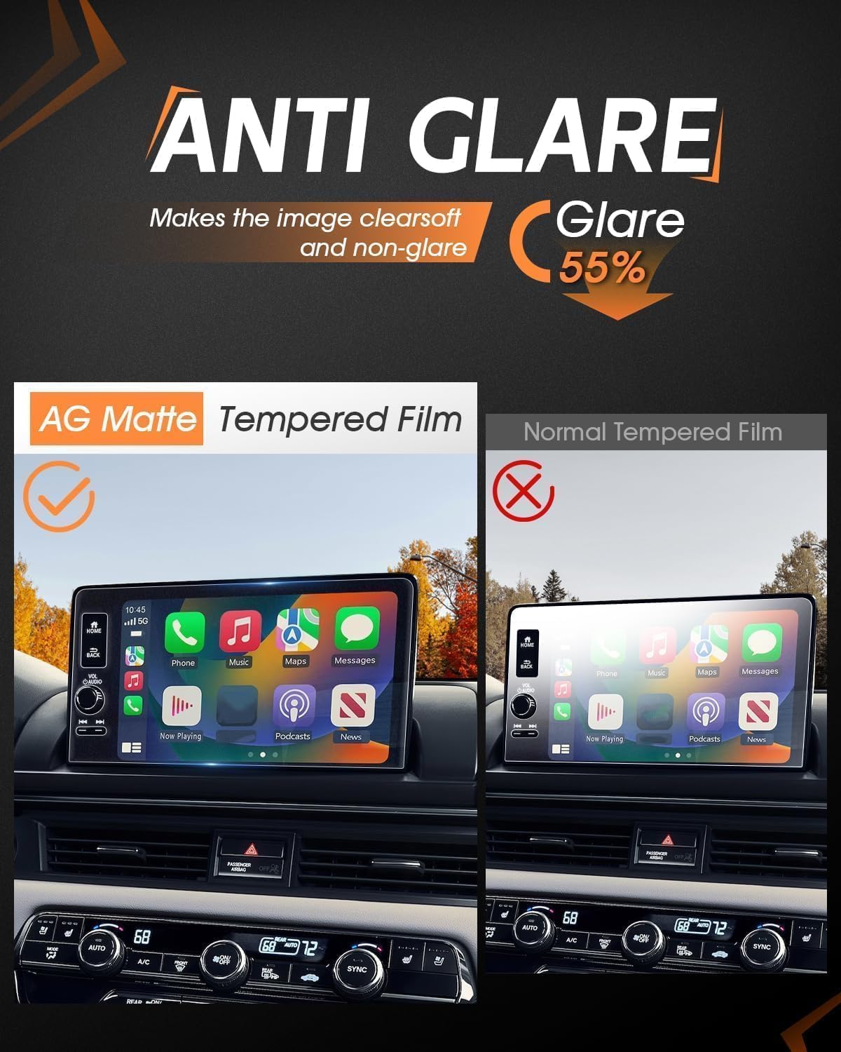 CDEFG Matte Anti Glare for 2023 2024 2025 Honda HR-V Screen Protector, 9 Inch Touchscreen, for HRV (LX, Sport, EX-L) Accessories Matte Tempered Glass - Image 2