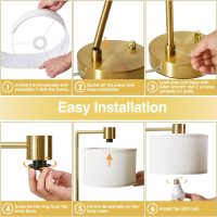 Luvkczc Table Lamp for Bedroom Set of 2 with USB C+A Ports, Fully Stepless Dimmable Bedside Lamp with Linen Lampshade, Nightstand Lamp for Living Room Reading Office, 2 LED Bulbs Included (Gold) - Image 7