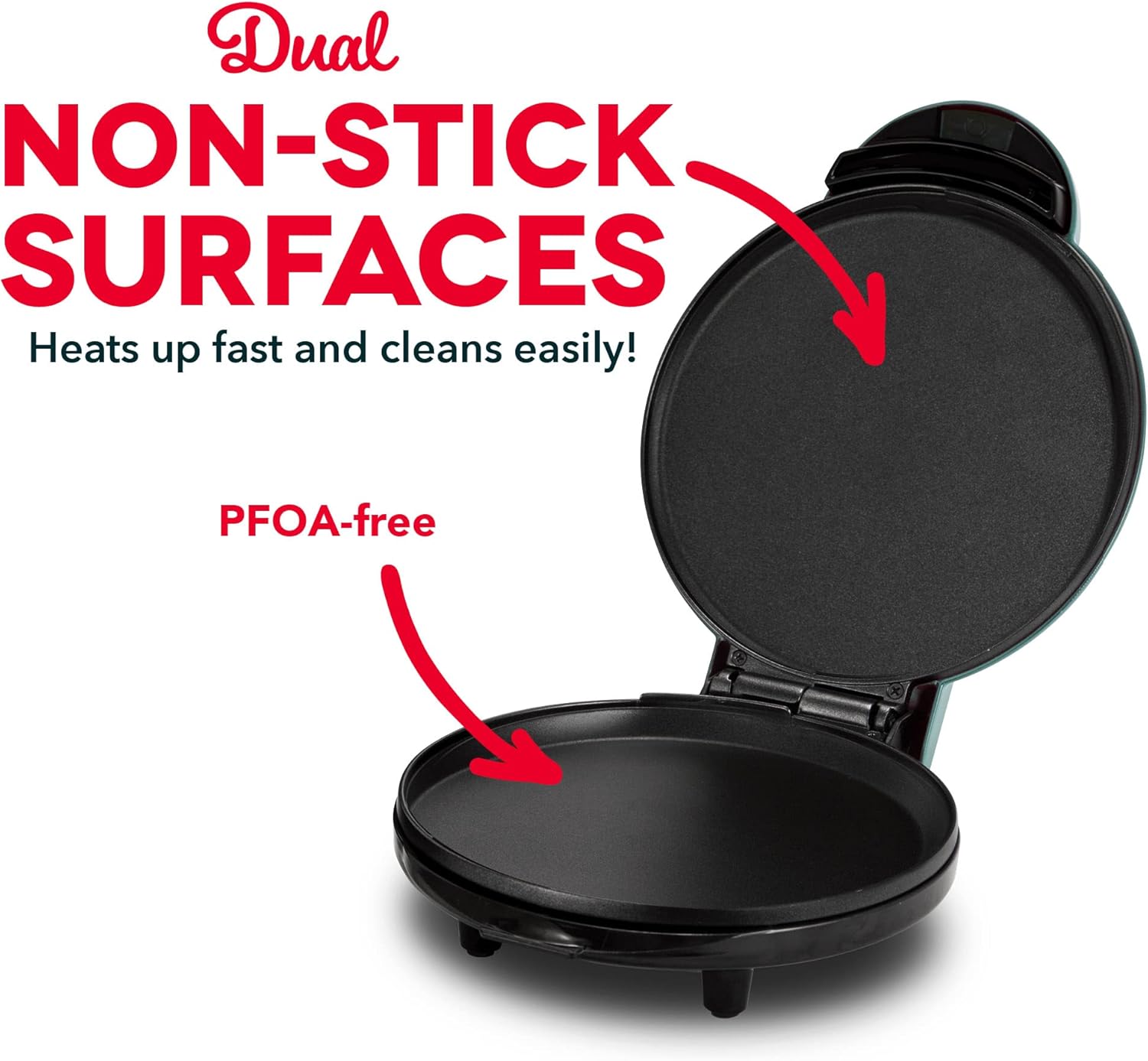 DASH 8” Express Electric Round Griddle for for Pancakes, Cookies, Burgers, Quesadillas, Eggs & other on the go Breakfast, Lunch & Snacks - Aqua - Image 3