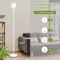 64.2'' White Floor Lamp, 3 Color Temperatures LED Bulb Included, Modern Standing Lamp with Opal Glass Shade, Tall Pole Standing Lamps for Living Room, Office, Bedroom, Home Decor, Foot Pedal Switch - Image 6