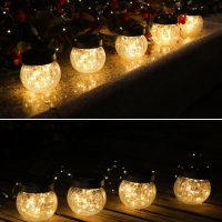 PARTPHONER Solar Lanterns Solar Lights Outdoor Waterproof 6-Pack, Solar Powered Hanging Lights Cracked Glass Hanging Globes for Christmas Decoration, Shepherd Hook, Garden Tree Ornaments - Image 5