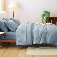 CozyLux Queen Comforter Set Grayish Blue, 7 Pieces Bed in a Bag Queen Comforter Set with Sheets, Bedding Sets with Down Alternative Comforter, Fitted Sheets, Flat Sheets, Pillow Shams and Pillowcases - Image 8