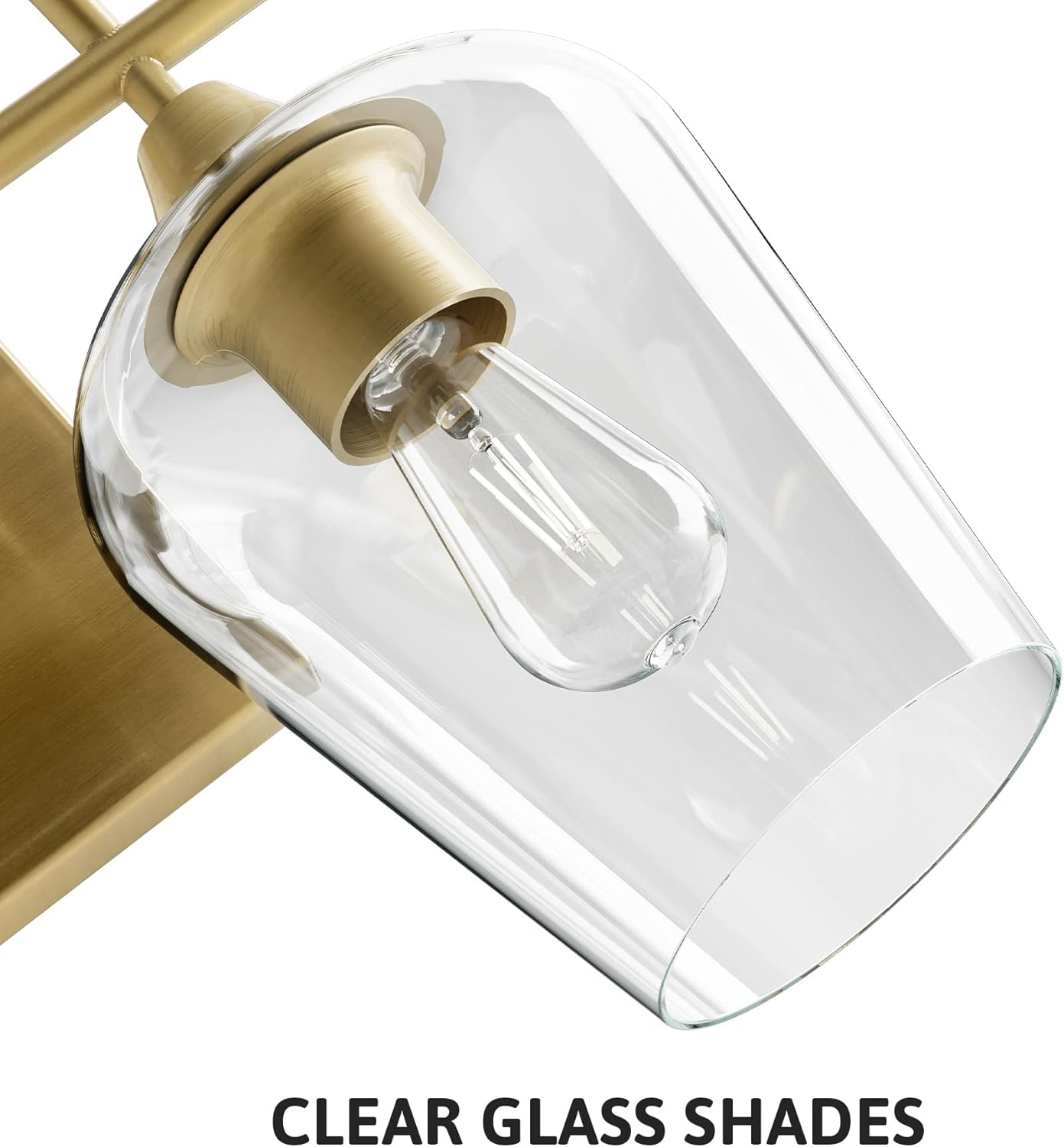 VONLUCE Bathroom Vanity Light, 2 Light Bathroom Light Fixture Over Mirror, Bathroom Wall Lamp with Clear Glass, Modern Gold Vanity Lighting fixtures for Bathroom, Bedroom, Hallway - Image 6