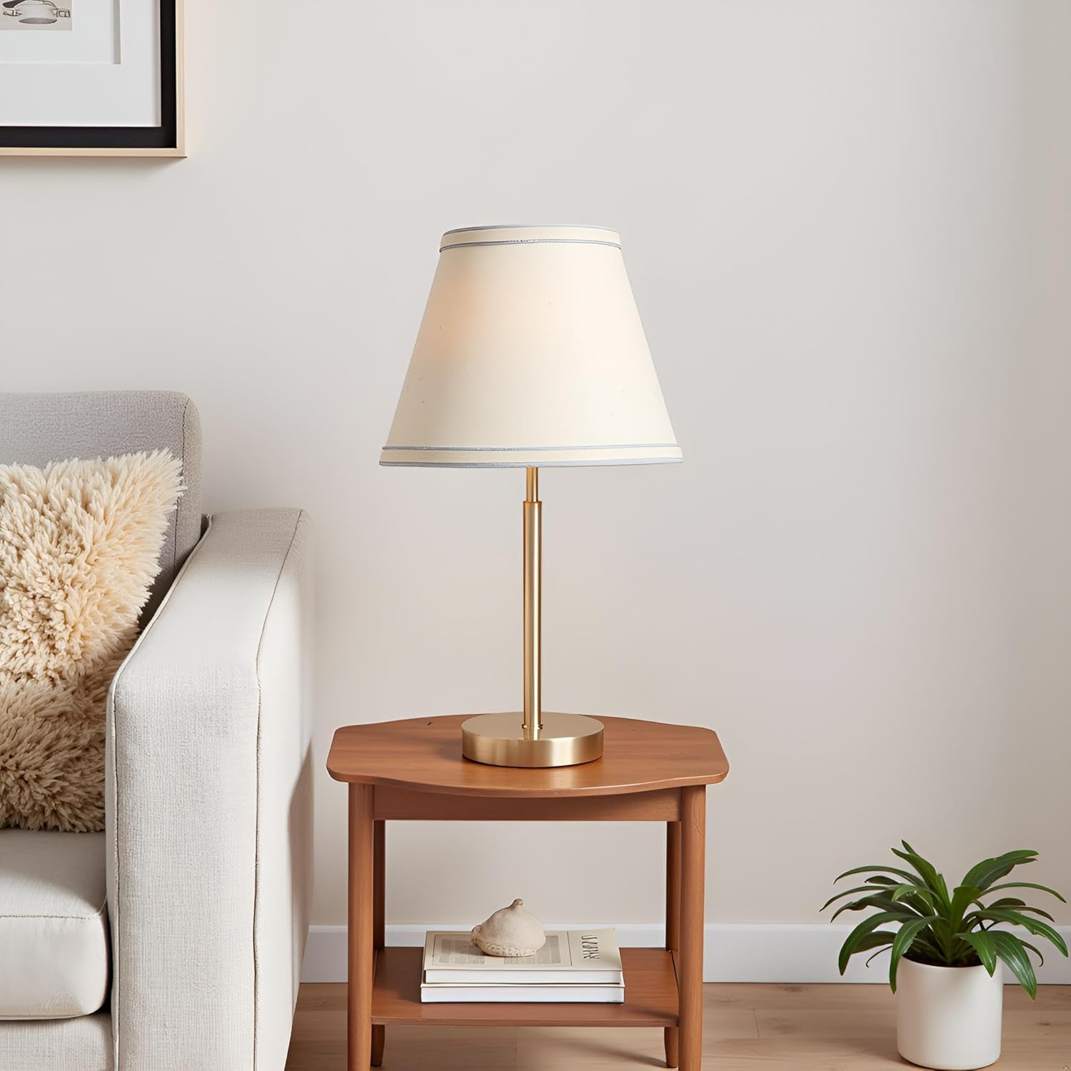 Aspen Creative 58909 Empire Uno Lamp Shade in Cream with Powder Blue, 5" Top x 9" Bottom x 7" Slant Height, Slip UNO 33mm - Image 7