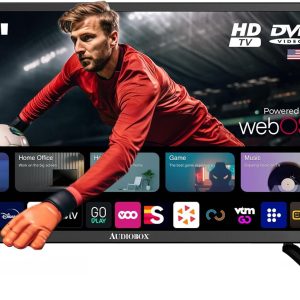 Audiobox 32-Inch Smart TV with Built-in DVD Player, Bluetooth Remote Control, HD LED, 12V AC/DC Compatible - Perfect for RVs, Movies, Gaming, Travel & Home Entertainment, HDMI & USB Ports