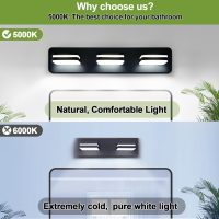 LED Modern Bathroom Vanity Light Fixtures (3-Light, 19-Inch), 360° Rotate Acrylic Matte Black Vanity Lights for Bathroom, Modern Wall Lighting Fixtures Over Mirror (Natural White Light 5000K 1300LM) - Image 4